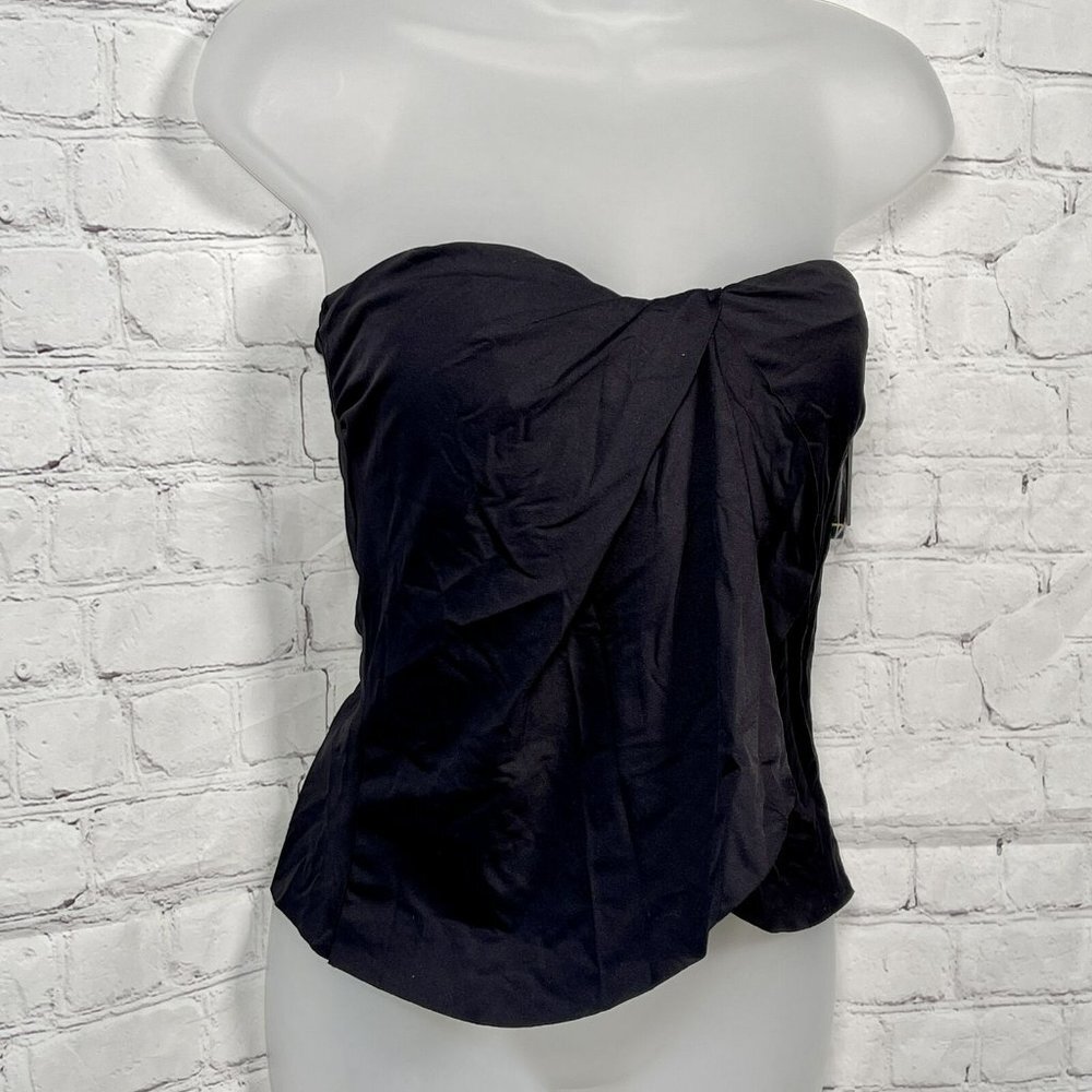 ☀️Vince Camuto Size Small Black Riviera Strapless Draped Tankini Top NWT $86 - Picture 4 of 9